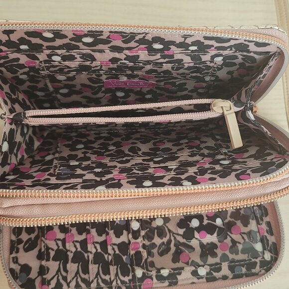 Vera Bradley RFID All in One Rose Gold Shimmer Quilted Wristlet Crossbody Bag - Picture 12 of 15